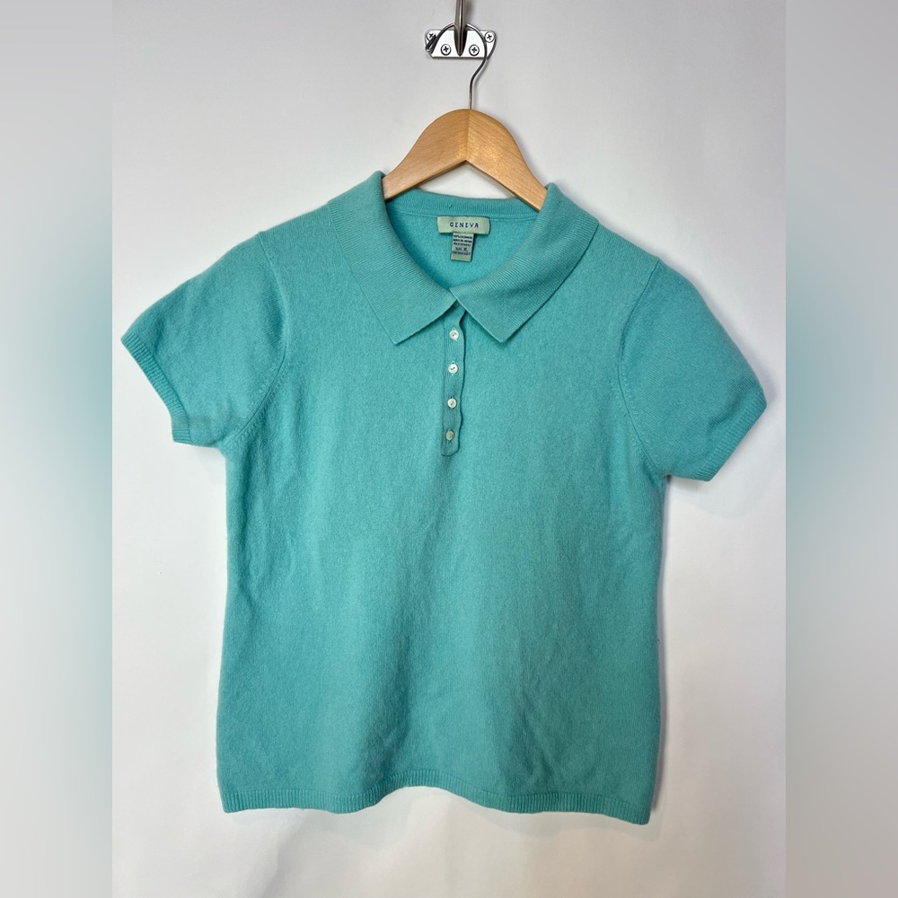 Geneva 100%‎ Cashmere Short Sleeve Polo Knit Made in Japan Size XL